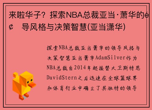 来啦华子？探索NBA总裁亚当·萧华的领导风格与决策智慧(亚当潇华)